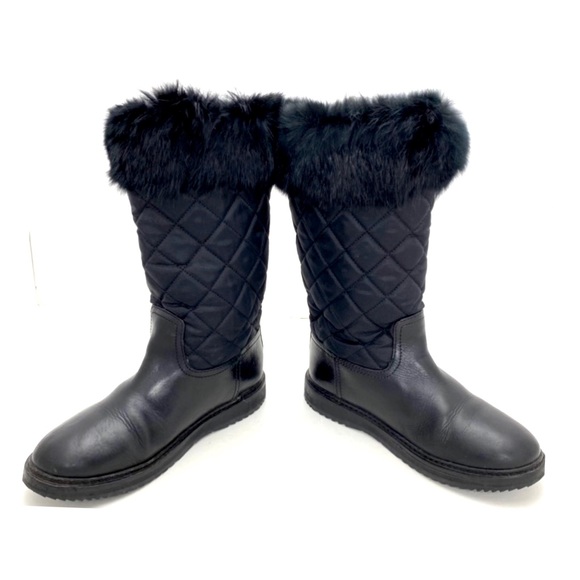 Tory Burch Joey Fur Trim Quilted Winter Boot in Back - Picture 7 of 10